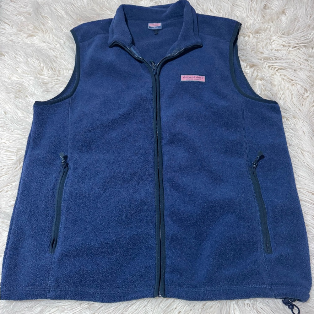 Vineyard Vines men’s size Medium Blue Fleece Vest with Zipper Pockets